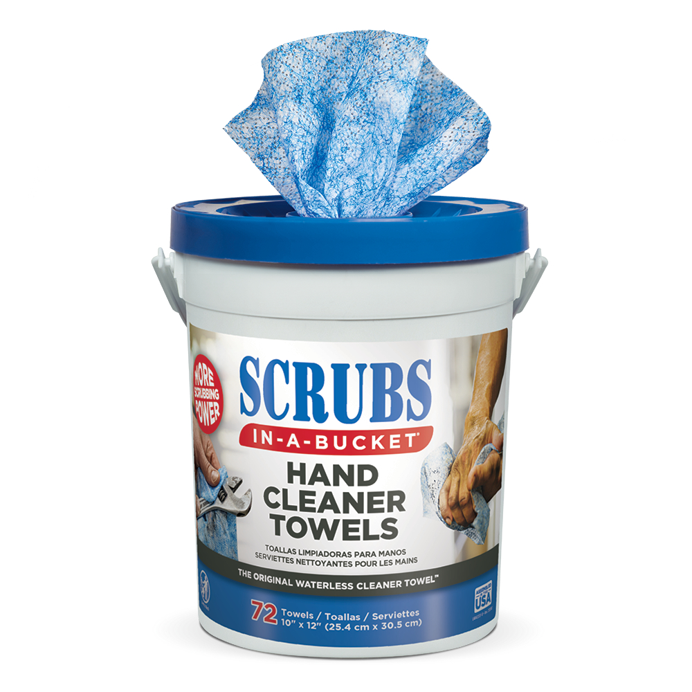 Scrubs, Citrus Hand Cleaner Towel, 9-3/4x10-1/2, Citrus, Pail (72 shts/pail, 6/case)