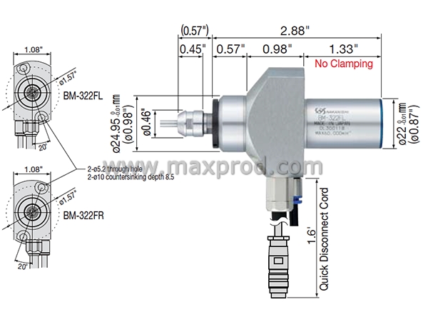 Motor Spindle, Corded Flange [BM-322FL] 1/8