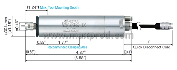 Motor Spindle, Straight [EMS-3060A] Brushless, 1/8